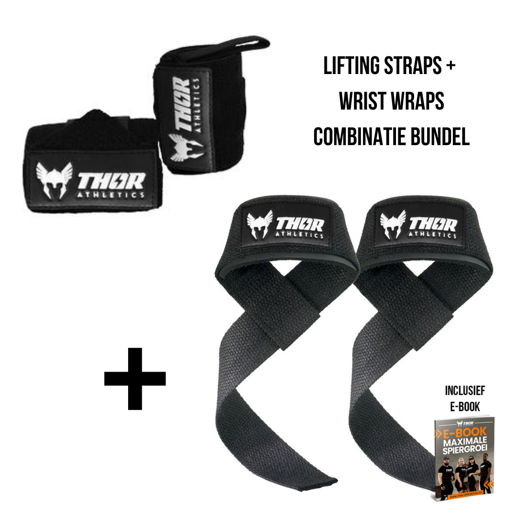 Lifting Straps + Wrist Wraps - Zwart - Inclusief E-Book