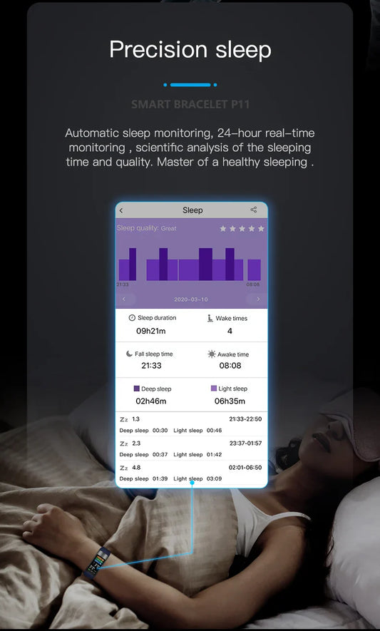 NNEOBA ECG PPG Smart Wristband Fitness Tracke Blue