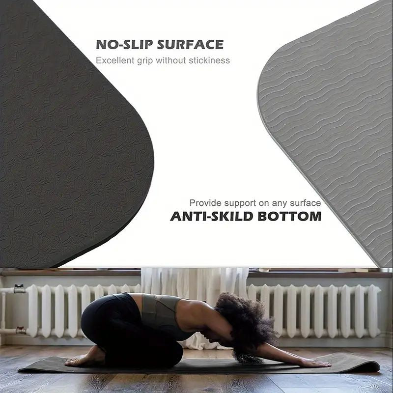 NNEDSZ Yoga Mat Exercise Workout Mats Fitness Mat for Home Gym Black 6mm