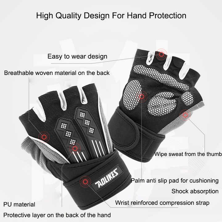 NNEDSZ XL White Fingerless Workout Gloves with Wrist Support - Non-Slip, Breathable Gym Gloves for Weightlifting and Cycling