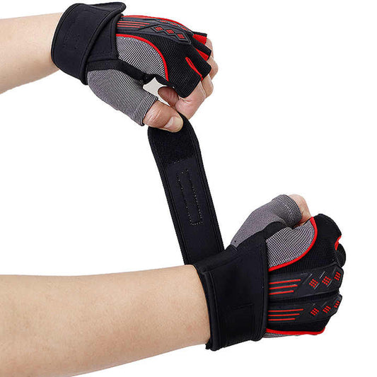 NNEDSZ XL White Fingerless Workout Gloves with Wrist Support - Non-Slip, Breathable Gym Gloves for Weightlifting and Cycling